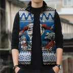 Angry Santa Bulldog Personalized Sleeveless Puffer Jacket Christmas Rugby League Spirit - Aussie Hoodie