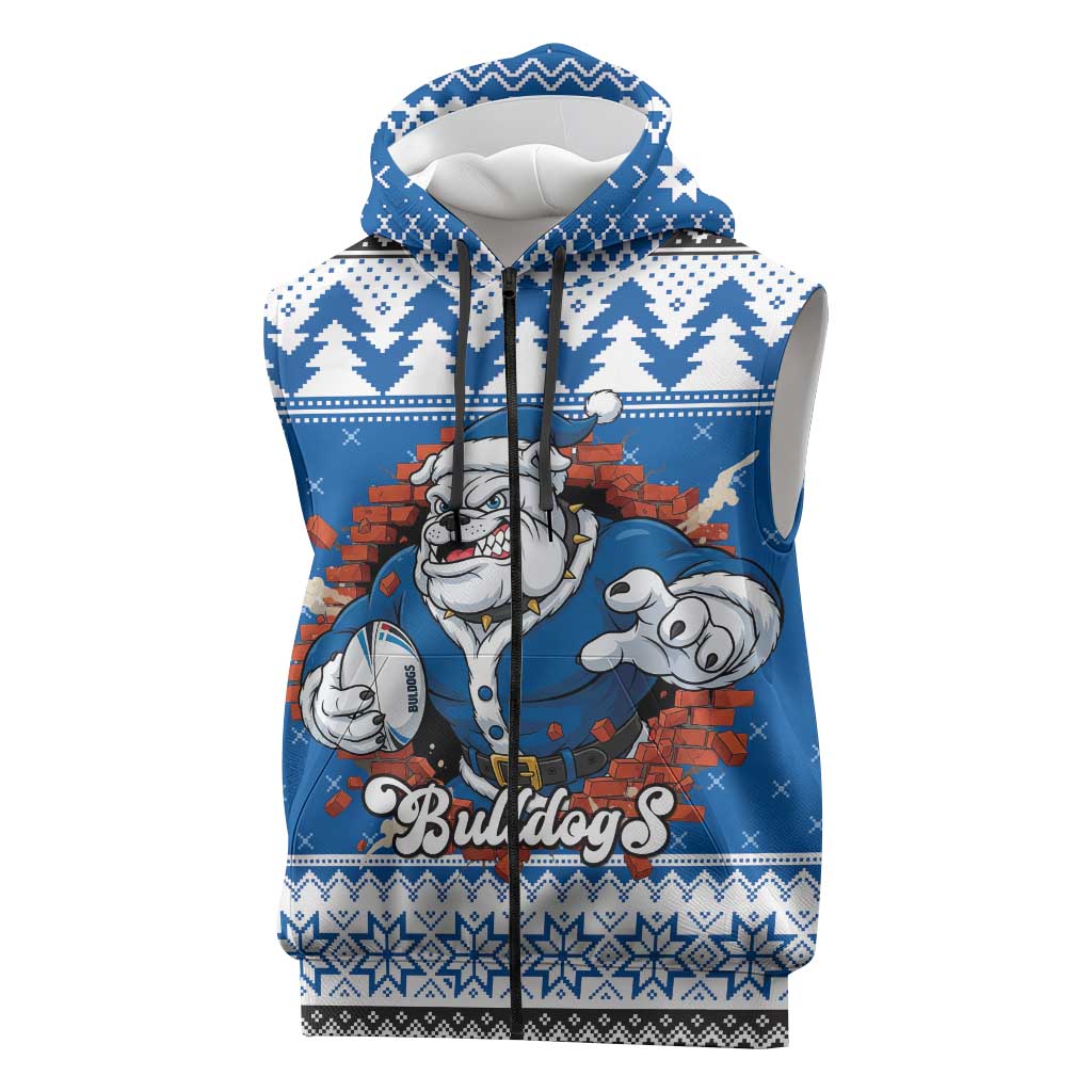 Angry Santa Bulldog Personalized Sleeveless Zip Hoodie Christmas Rugby League Spirit LT9
