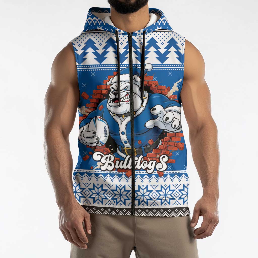 Angry Santa Bulldog Personalized Sleeveless Zip Hoodie Christmas Rugby League Spirit LT9