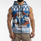 Angry Santa Bulldog Personalized Sleeveless Zip Hoodie Christmas Rugby League Spirit LT9