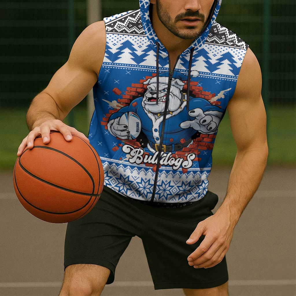 Angry Santa Bulldog Personalized Sleeveless Zip Hoodie Christmas Rugby League Spirit LT9