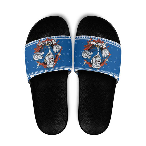 Angry Santa Bulldog Personalized Slide Sandals Christmas Rugby League Spirit - Aussie Hoodie