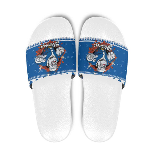 Angry Santa Bulldog Personalized Slide Sandals Christmas Rugby League Spirit - Aussie Hoodie