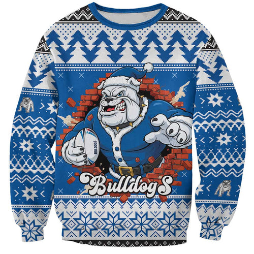 Angry Santa Bulldog Personalized Sweatshirt Christmas Rugby League Spirit - Aussie Hoodie