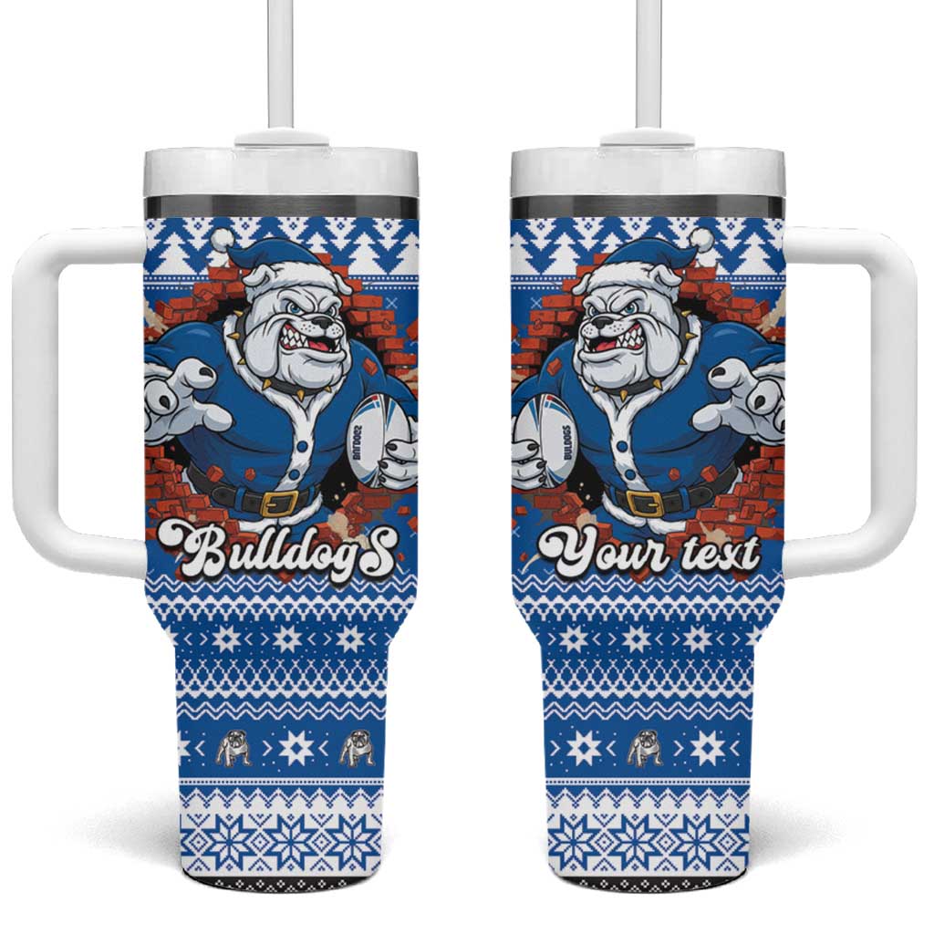 Angry Santa Bulldog Personalized Tumbler With Handle Christmas Rugby League Spirit - Aussie Hoodie