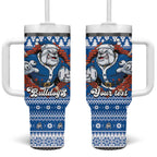 Angry Santa Bulldog Personalized Tumbler With Handle Christmas Rugby League Spirit - Aussie Hoodie