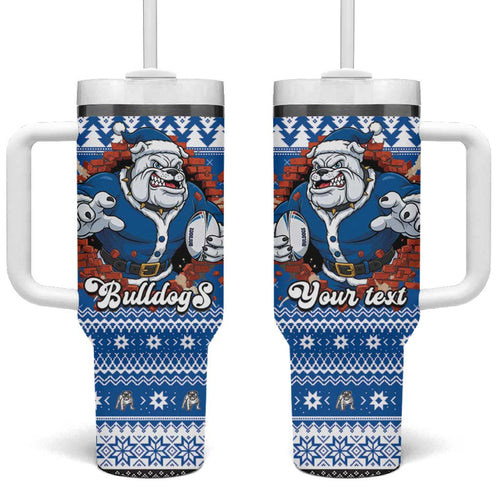 Angry Santa Bulldog Personalized Tumbler With Handle Christmas Rugby League Spirit - Aussie Hoodie