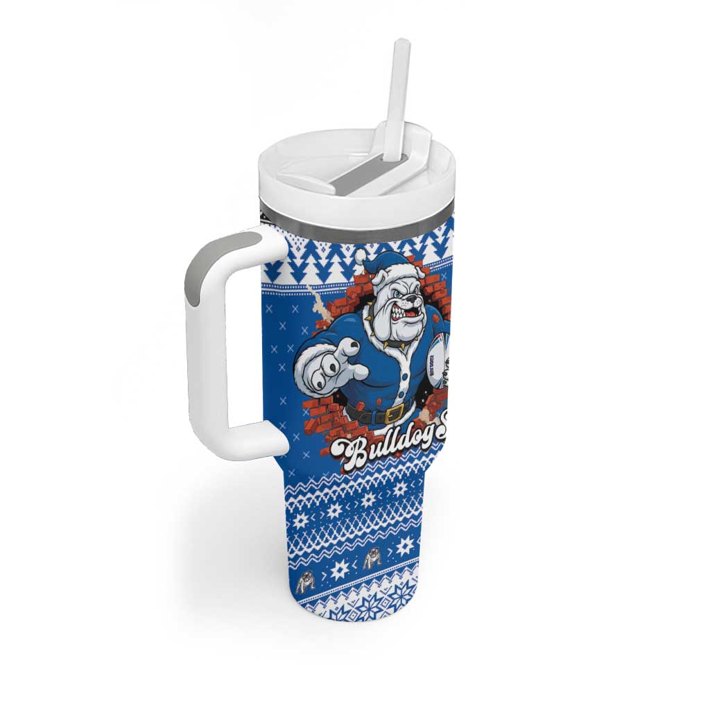 Angry Santa Bulldog Personalized Tumbler With Handle Christmas Rugby League Spirit - Aussie Hoodie