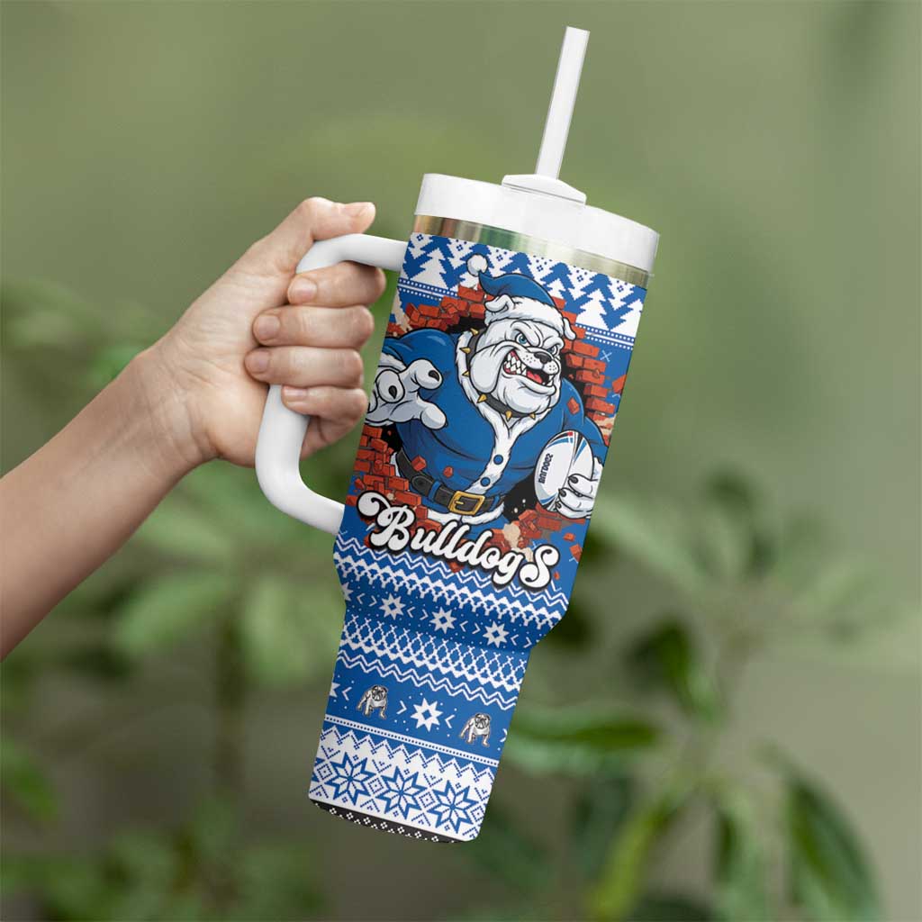 Angry Santa Bulldog Personalized Tumbler With Handle Christmas Rugby League Spirit - Aussie Hoodie