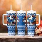 Angry Santa Bulldog Personalized Tumbler With Handle Christmas Rugby League Spirit - Aussie Hoodie