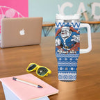 Angry Santa Bulldog Personalized Tumbler With Handle Christmas Rugby League Spirit - Aussie Hoodie