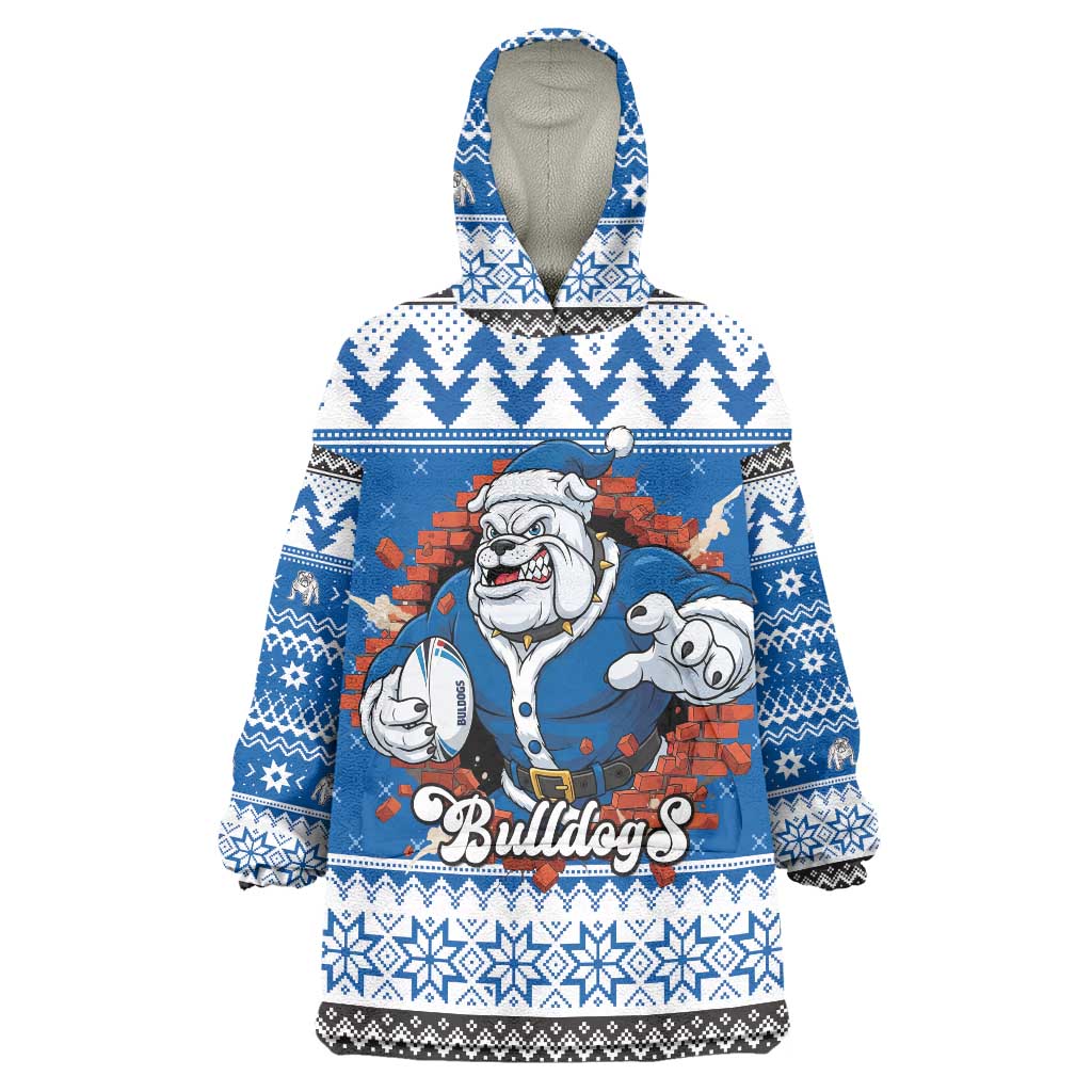 Angry Santa Bulldog Personalized Wearable Blanket Hoodie Christmas Rugby League Spirit - Aussie Hoodie