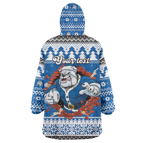 Angry Santa Bulldog Personalized Wearable Blanket Hoodie Christmas Rugby League Spirit - Aussie Hoodie