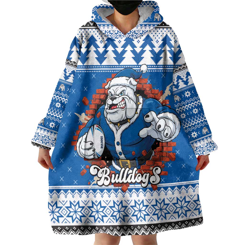 Angry Santa Bulldog Personalized Wearable Blanket Hoodie Christmas Rugby League Spirit - Aussie Hoodie