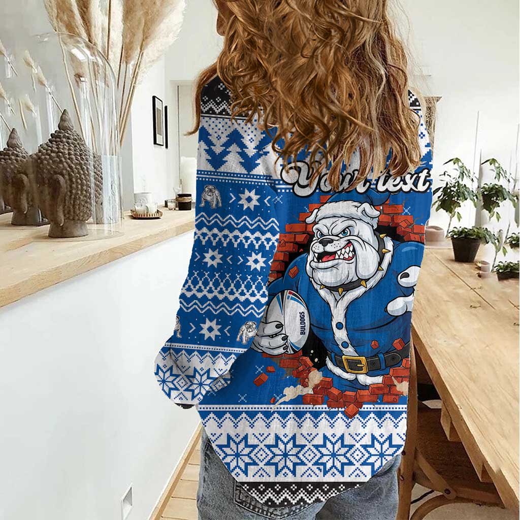Angry Santa Bulldog Personalized Women Casual Shirt Christmas Rugby League Spirit - Aussie Hoodie