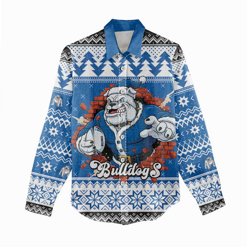 Angry Santa Bulldog Personalized Women Casual Shirt Christmas Rugby League Spirit - Aussie Hoodie