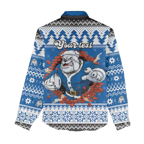 Angry Santa Bulldog Personalized Women Casual Shirt Christmas Rugby League Spirit - Aussie Hoodie