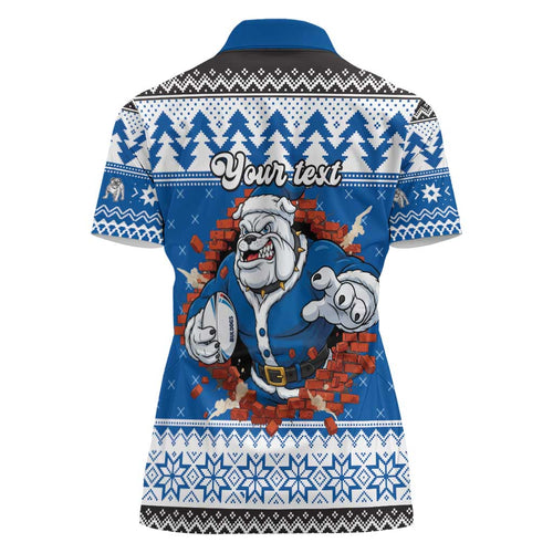 Angry Santa Bulldog Personalized Women Polo Shirt Christmas Rugby League Spirit - Aussie Hoodie