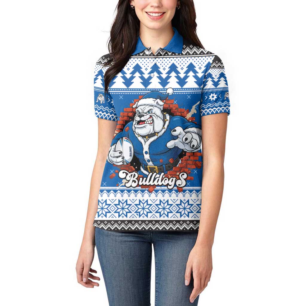 Angry Santa Bulldog Personalized Women Polo Shirt Christmas Rugby League Spirit - Aussie Hoodie