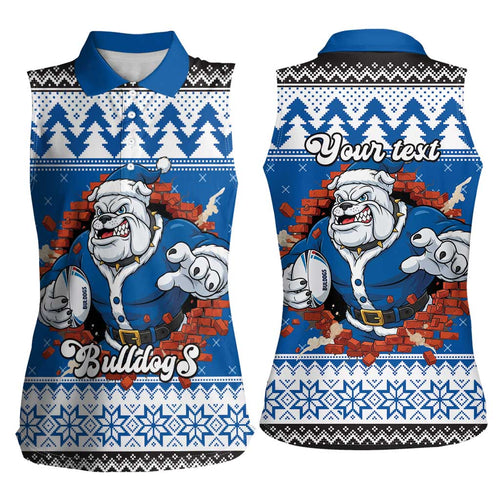Angry Santa Bulldog Personalized Women Sleeveless Polo Shirt Christmas Rugby League Spirit - Aussie Hoodie