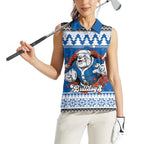Angry Santa Bulldog Personalized Women Sleeveless Polo Shirt Christmas Rugby League Spirit - Aussie Hoodie