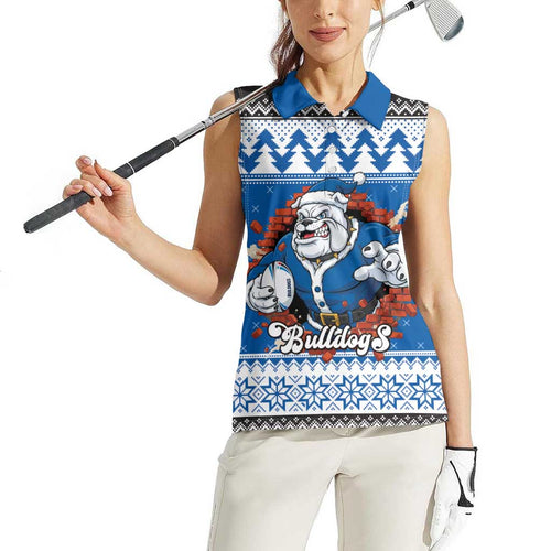 Angry Santa Bulldog Personalized Women Sleeveless Polo Shirt Christmas Rugby League Spirit - Aussie Hoodie