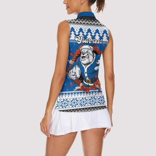 Angry Santa Bulldog Personalized Women Sleeveless Polo Shirt Christmas Rugby League Spirit - Aussie Hoodie