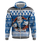 Angry Santa Bulldog Personalized Zip Hoodie Christmas Rugby League Spirit - Aussie Hoodie