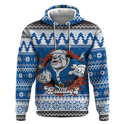 Angry Santa Bulldog Personalized Zip Hoodie Christmas Rugby League Spirit - Aussie Hoodie