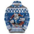 Angry Santa Bulldog Personalized Zip Hoodie Christmas Rugby League Spirit - Aussie Hoodie