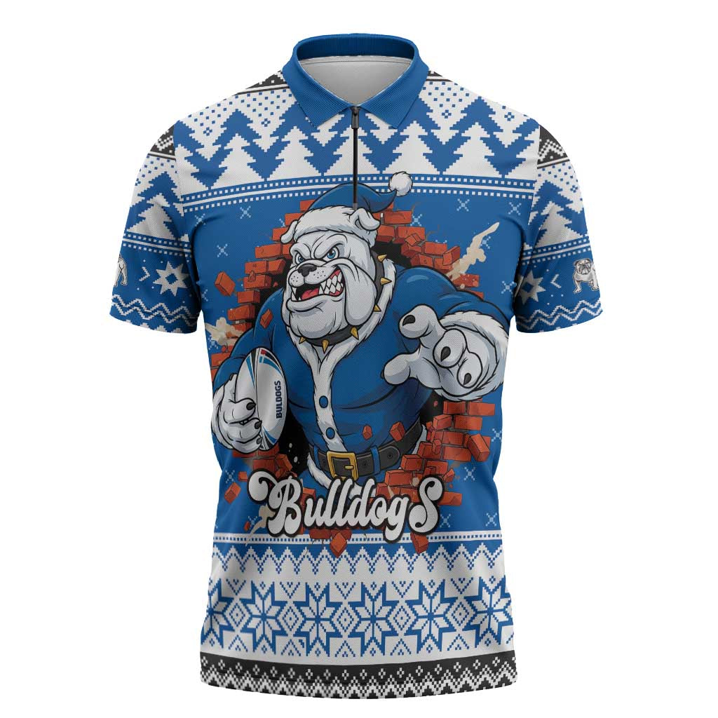 Angry Santa Bulldog Personalized Zipper Polo Shirt Christmas Rugby League Spirit - Aussie Hoodie