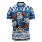 Angry Santa Bulldog Personalized Zipper Polo Shirt Christmas Rugby League Spirit - Aussie Hoodie