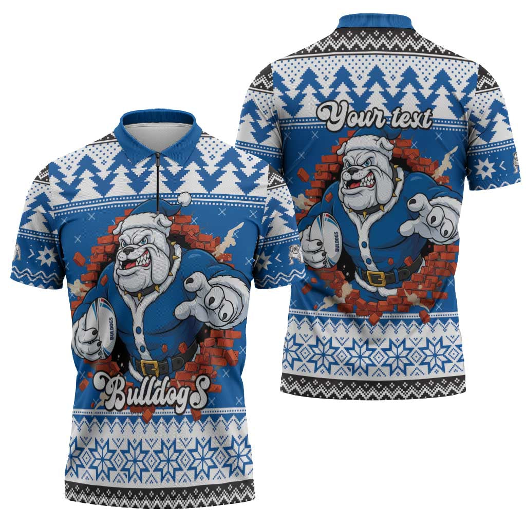 Angry Santa Bulldog Personalized Zipper Polo Shirt Christmas Rugby League Spirit - Aussie Hoodie