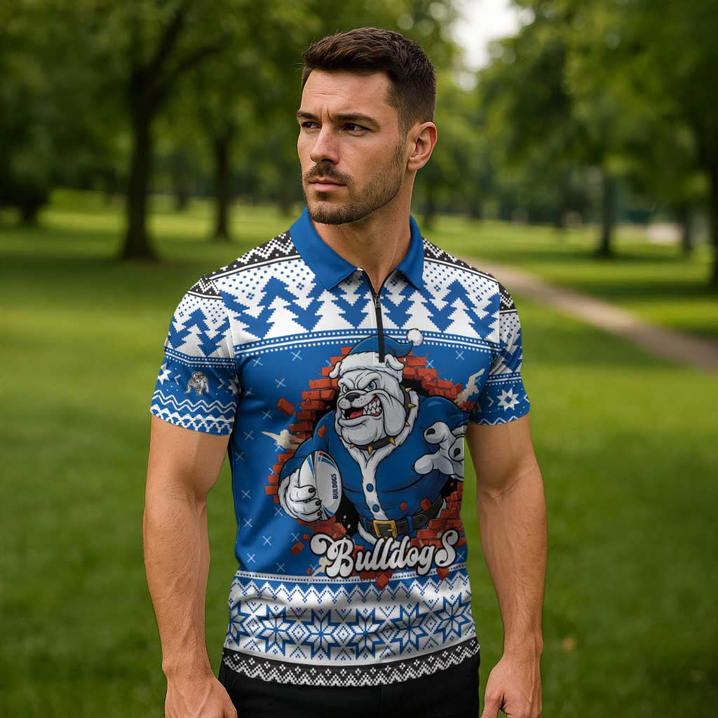 Angry Santa Bulldog Personalized Zipper Polo Shirt Christmas Rugby League Spirit - Aussie Hoodie