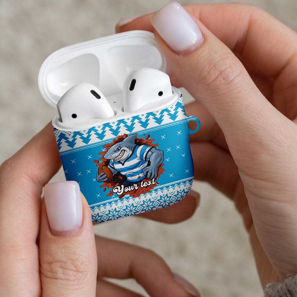 Claus Shark Strikes Personalized AirPods Case Christmas Rugby League Spirit - Aussie Hoodie