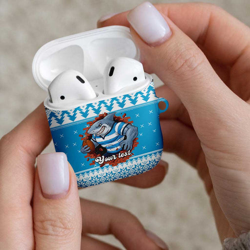 Claus Shark Strikes Personalized AirPods Case Christmas Rugby League Spirit - Aussie Hoodie