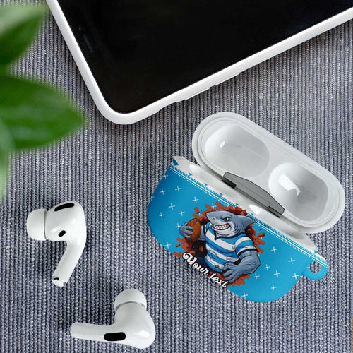 Claus Shark Strikes Personalized AirPods Case Christmas Rugby League Spirit - Aussie Hoodie