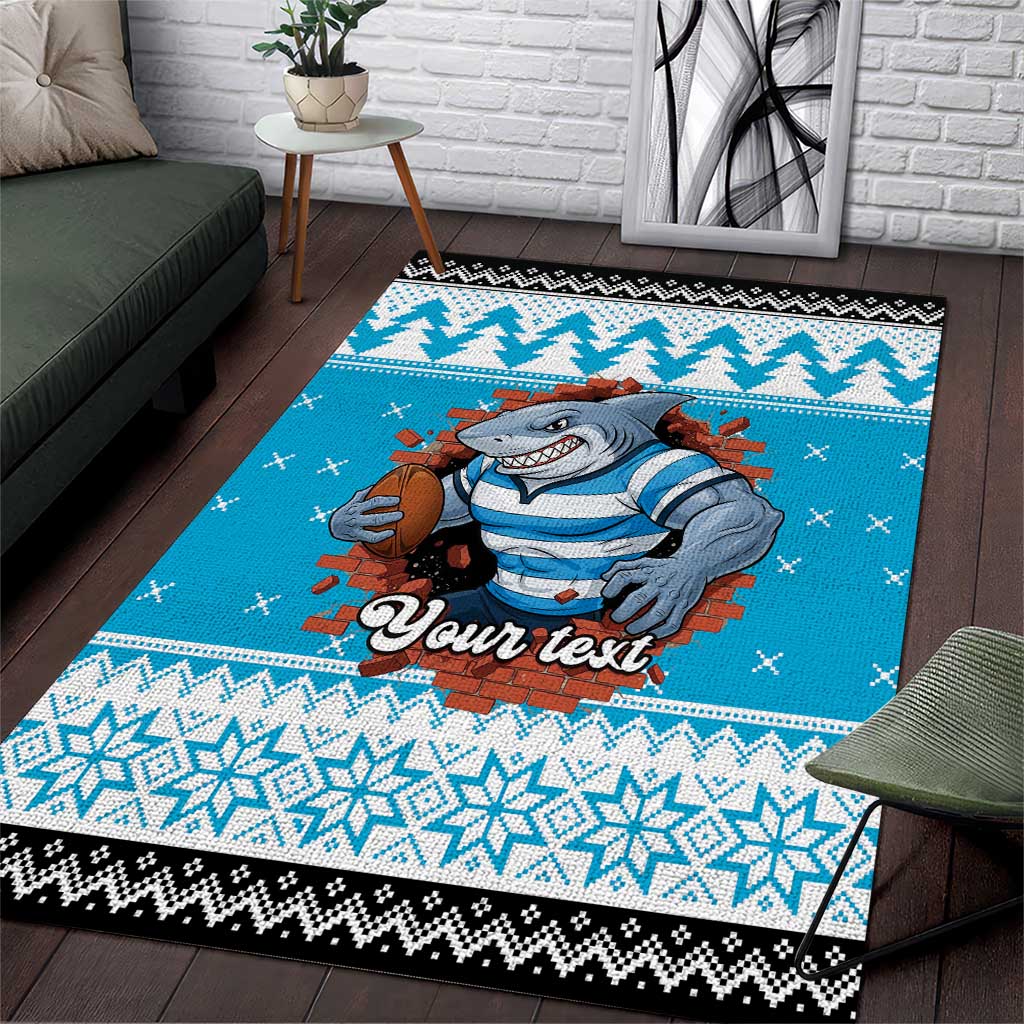 Claus Shark Strikes Personalized Area Rug Christmas Rugby League Spirit - Aussie Hoodie