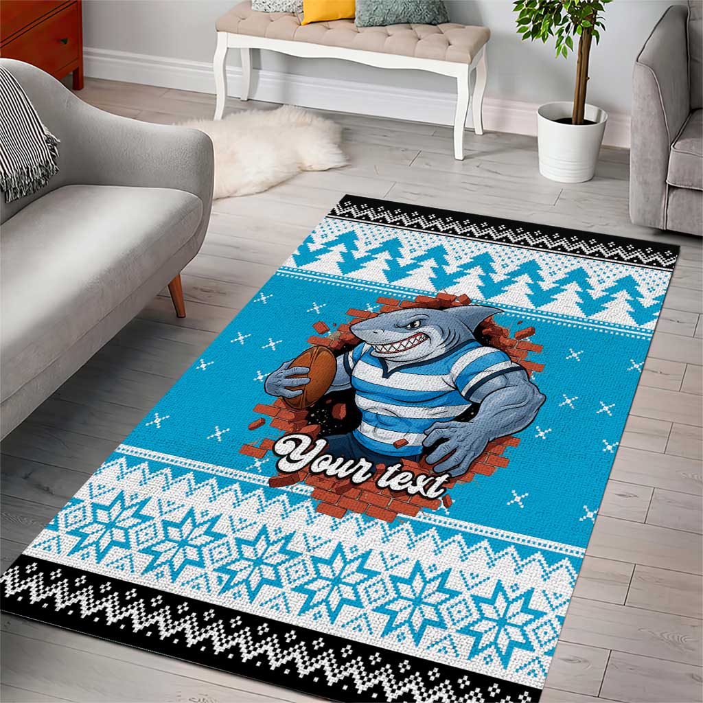 Claus Shark Strikes Personalized Area Rug Christmas Rugby League Spirit - Aussie Hoodie