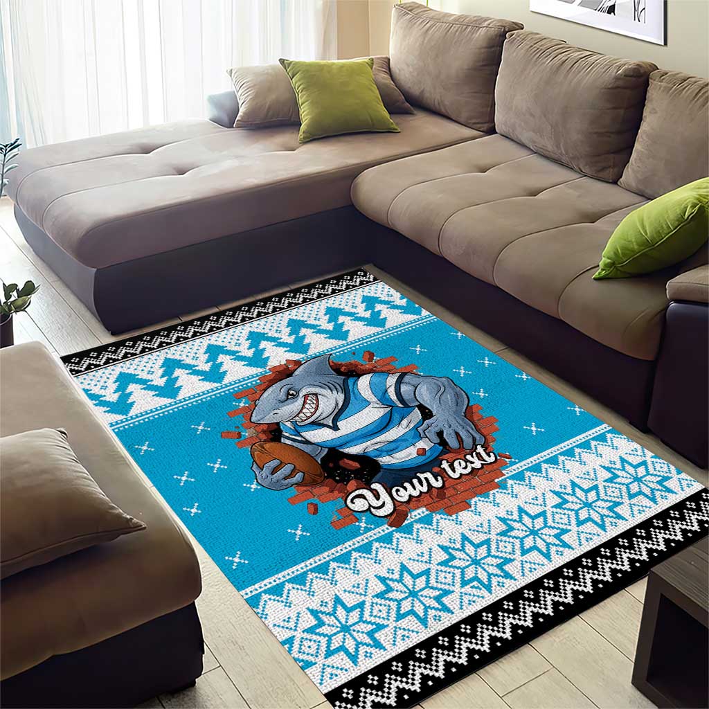 Claus Shark Strikes Personalized Area Rug Christmas Rugby League Spirit - Aussie Hoodie