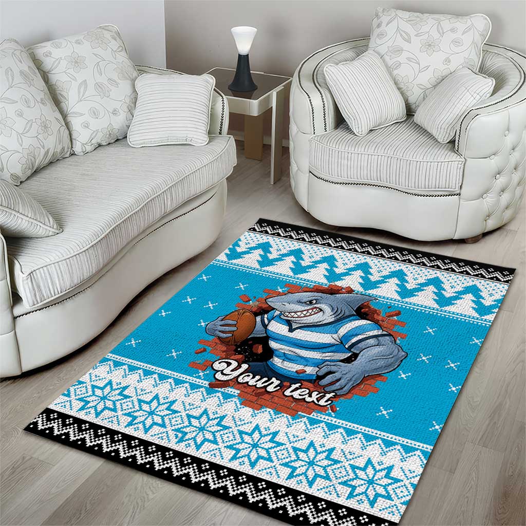 Claus Shark Strikes Personalized Area Rug Christmas Rugby League Spirit - Aussie Hoodie