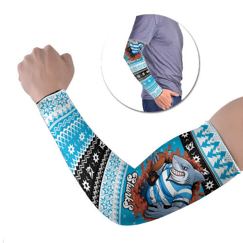 Claus Shark Strikes Personalized Arm Sleeves Christmas Rugby League Spirit - Aussie Hoodie