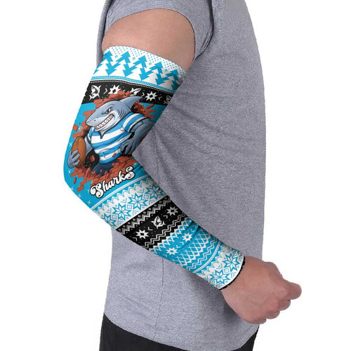 Claus Shark Strikes Personalized Arm Sleeves Christmas Rugby League Spirit - Aussie Hoodie