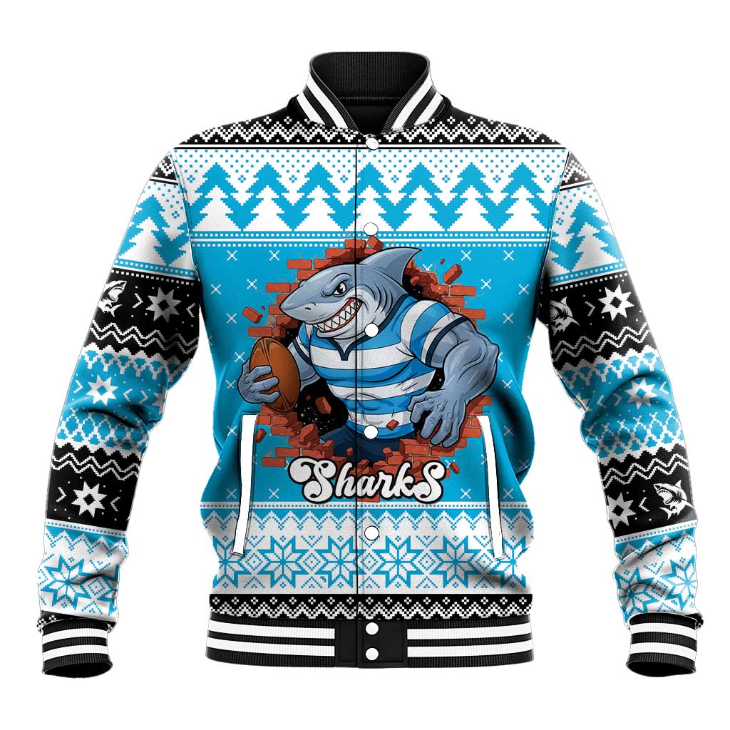 Claus Shark Strikes Personalized Baseball Jacket Christmas Rugby League Spirit - Aussie Hoodie