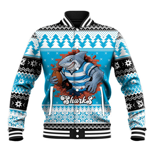 Claus Shark Strikes Personalized Baseball Jacket Christmas Rugby League Spirit - Aussie Hoodie