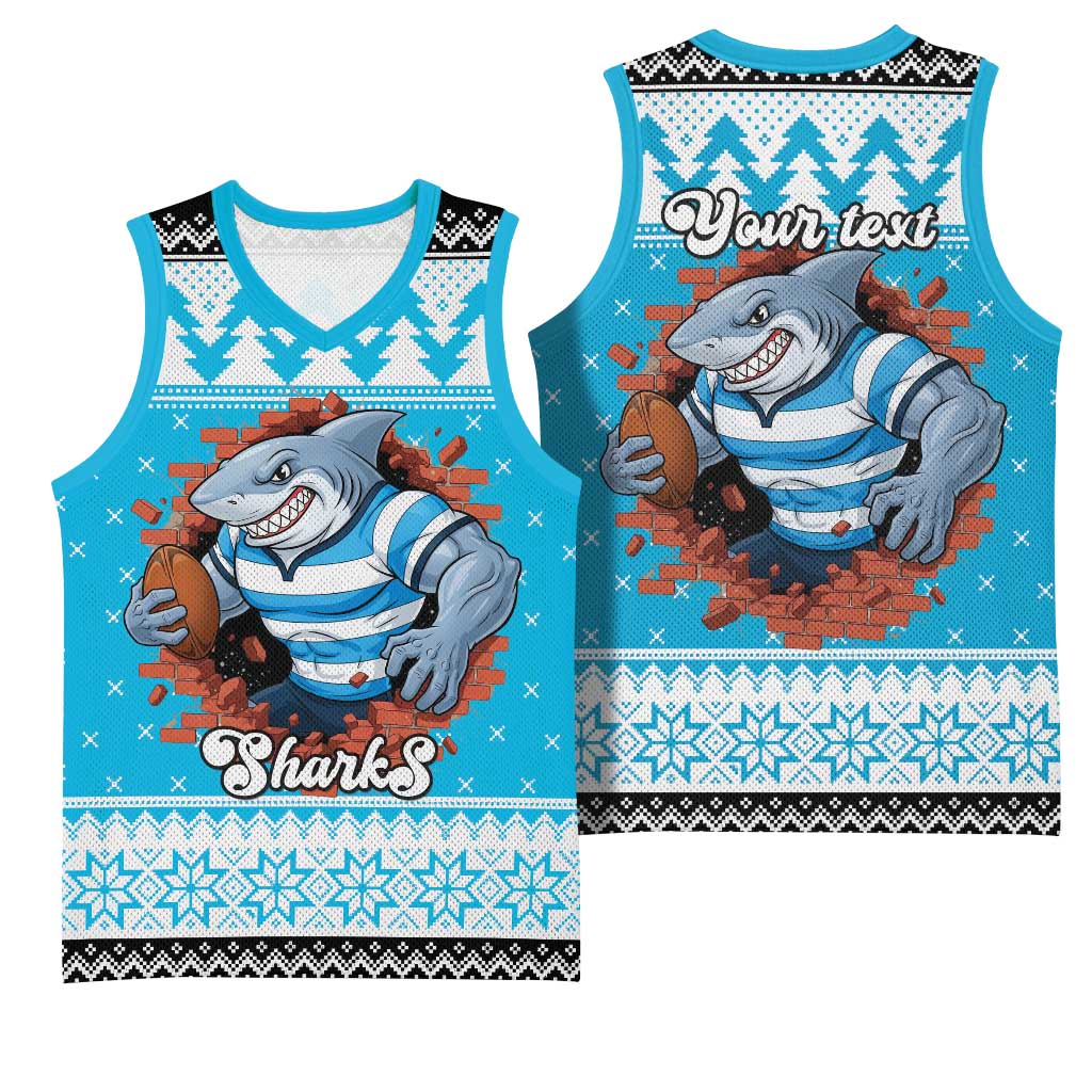 Claus Shark Strikes Personalized Basketball Jersey Christmas Rugby League Spirit - Aussie Hoodie