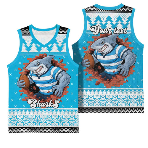 Claus Shark Strikes Personalized Basketball Jersey Christmas Rugby League Spirit - Aussie Hoodie
