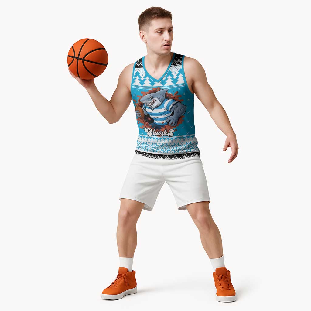 Claus Shark Strikes Personalized Basketball Jersey Christmas Rugby League Spirit - Aussie Hoodie