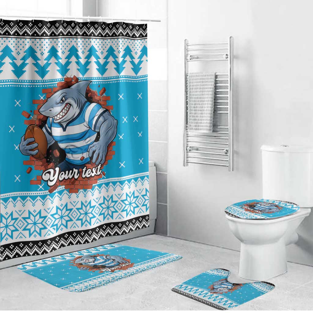 Claus Shark Strikes Personalized Bathroom Set Christmas Rugby League Spirit - Aussie Hoodie