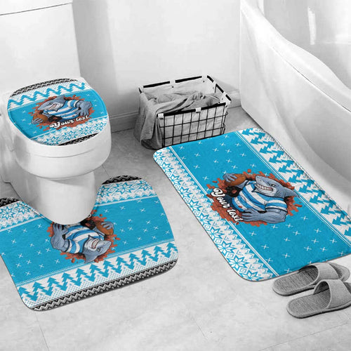 Claus Shark Strikes Personalized Bathroom Set Christmas Rugby League Spirit - Aussie Hoodie